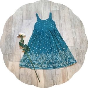 Blue Mosaic Print Dress with Criss Cross Back